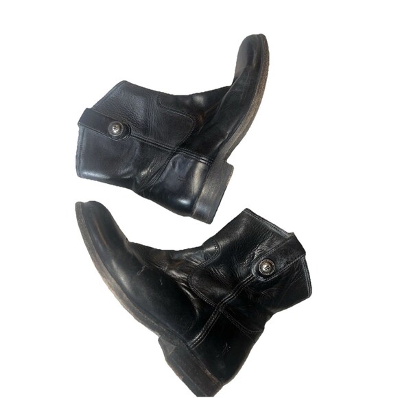Women’s Frye Melissa Button Short Leather Ankle Booties size 6 Black - Picture 12 of 15